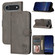 iPhone 17 Air Embossed Happy Cat Pattern Flip Leather Phone Case - Grey