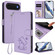 iPhone 17 Air Embossed Heart Cat Leather Phone Case with Hand Strap - Light Purple