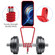 iPhone 17 Air Integrated Card Bag Solid Color Liquid Silicone Phone Case with Lanyard - Red