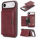 iPhone 17 Air Kalebol Strong MagSafe Magnetic Two-Fold Card Bag Leather Phone Case - Red