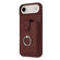 iPhone 17 Air Litchi Texture Drawing Card Bag Ring Holder Phone Case - Wine Red
