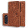 iPhone 17 Air Mandala Embossed Dual-Fold Calf Leather Phone Case - Brown