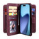 iPhone 17 Air Multi-Function Wallet 10 Card Slots Leather Phone Case - Claret