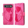 iPhone 17 Air Pen Heart Cat Embossed Leather Phone Case - Pink