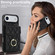 iPhone 17 Air Rhombic Texture Card Bag Phone Case with Long Lanyard - Black