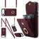 iPhone 17 Air Rhombic Texture Card Bag Phone Case with Long Lanyard - Wine Red