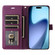 iPhone 17 Air Six Card Slots Buckle Leather Phone Case with Lanyard - Purple