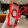 iPhone 17 Air Solid Color Edge Transparency Rotation Holder MagSafe Phone Case with Wrist Strap - Red