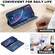 iPhone 17 Air Splicing Color Hollow Flower Pattern RFID Leather Phone Case - Dark Blue