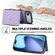 iPhone 17 Air Splicing Rhombic Texture Card Bag Phone Case with Long Lanyard - Purple