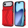 iPhone 17 Air Splicing Rhombic Texture Card Bag Phone Case with Long Lanyard - Red