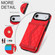 iPhone 17 Air Splicing Rhombic Texture Card Bag Phone Case with Long Lanyard - Red