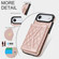 iPhone 17 Air Splicing Rhombic Texture Card Bag Phone Case with Long Lanyard - Rose Gold