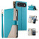 iPhone 17 Air Stitching Multi-card Zipper Wallet Leather Phone Case with Short Strap - Blue