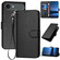 iPhone 17 Air YX0070 Carbon Fiber Buckle Leather Phone Case with Lanyard - Black