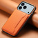 iPhone 17 Pro Max Calf Texture Card Bag Design Full Coverage Phone Case - Orange
