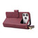 iPhone 17 Pro 9 Card Slots Zipper Wallet Bag Leather Phone Case - Wine Red