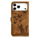 iPhone 17 Pro Butterfly Cat Embossing Flip Leather Phone Case - Brown