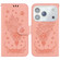 iPhone 17 Pro Butterfly Rose Embossed Leather Phone Case - Pink
