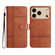 iPhone 17 Pro Cowhide Texture Stitching Leather Phone Case - Brown