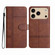 iPhone 17 Pro Cowhide Texture Stitching Leather Phone Case - Coffee