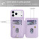 iPhone 17 Pro Crossbody Flower Pattern Leather Phone Case - Purple