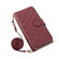 iPhone 17 Pro Crossbody Rhombic Zipper Tower Buckle Leather Phone Case with Lanyard - Wine Red