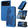 iPhone 17 Pro Datura Flower Embossed Flip Leather Phone Case - Blue