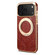 iPhone 17 Pro Denior A23 Retro Flower Texture Magnetic Holder Electroplating Genuine Leather Phone Case - Red