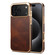 iPhone 17 Pro Denior Oil Wax Leather Electroplating Phone Case - Brown