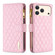 iPhone 17 Pro Diamond Lattice Zipper Wallet Leather Flip Phone Case - Pink