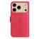 iPhone 17 Pro Dual-Folded S-shape Leather Phone Case - Rose Red