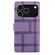 iPhone 17 Pro Embossed Checkered Leather Phone Case - Purple