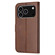 iPhone 17 Pro Embossed Happy Cat Pattern Flip Leather Phone Case - Brown