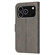 iPhone 17 Pro Embossed Happy Cat Pattern Flip Leather Phone Case - Grey