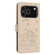 iPhone 17 Pro Embossed Kitten Phone Leather Case with Lanyard - Beige