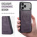 iPhone 17 Pro Fierre Shann Cowhide Vertical Flip Magnetic Card Holder Phone Case - Purple