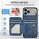 iPhone 17 Pro Fierre Shann Oil Wax Cow Leather Card Holder Back Phone Case - Blue