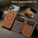 iPhone 17 Pro Fierre Shann Oil Wax Cow Leather Card Holder Back Phone Case - Brown