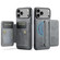 iPhone 17 Pro Fierre Shann Oil Wax Cow Leather Card Holder Back Phone Case - Grey