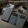 iPhone 17 Pro Fierre Shann Oil Wax Cow Leather Card Holder Back Phone Case - Grey
