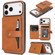 iPhone 17 Pro Kalebol Magnetic Button Card Bag MagSafe Ring Leather Phone Case - Brown
