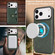 iPhone 17 Pro Kalebol Magnetic Button Card Bag MagSafe Ring Leather Phone Case - Green