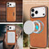 iPhone 17 Pro Kalebol Strong Magnetic MagSafe Tri-Fold Wallet Leather Phone Case - Brown