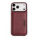 iPhone 17 Pro Kalebol Strong MagSafe Magnetic Two-Fold Card Bag Leather Phone Case - Red