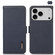 iPhone 17 Pro KHAZNEH Side-Magnetic Litchi Genuine Leather RFID Case - Blue