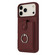 iPhone 17 Pro Litchi Texture Drawing Card Bag Ring Holder Phone Case - Wine Red