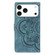 iPhone 17 Pro Mandala Embossed Retro Frosted Leather Phone Case - Blue