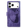 iPhone 17 Pro Pen Heart Cat Embossed Leather Phone Case - Purple