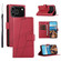 iPhone 17 Pro PU Genuine Leather Texture Embossed Line Phone Case - Red